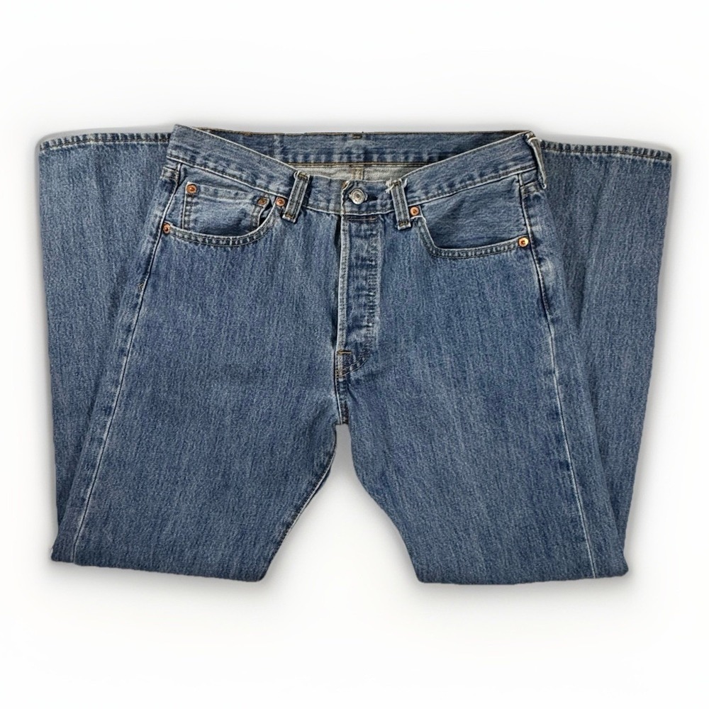 Levi's Men's 501 34x30 Original Straight Fit Jeans - Dark Wash - Picture 2 of 12